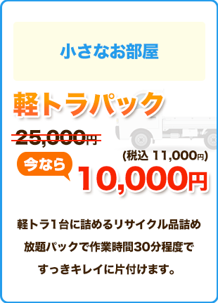 部屋の一部や小さめのお部屋ならこれ！ 軽トラパック